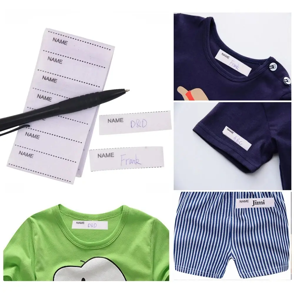 200pcs/pack White Washable Iron on Name Labels Set for Clothes Labels Garment Fabric Tags Marker Sewing Accessories 55*15mm