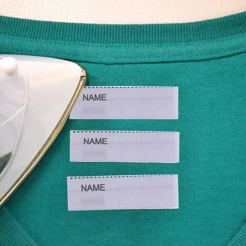 200pcs/pack White Washable Iron on Name Labels Set for Clothes Labels Garment Fabric Tags Marker Sewing Accessories 55*15mm