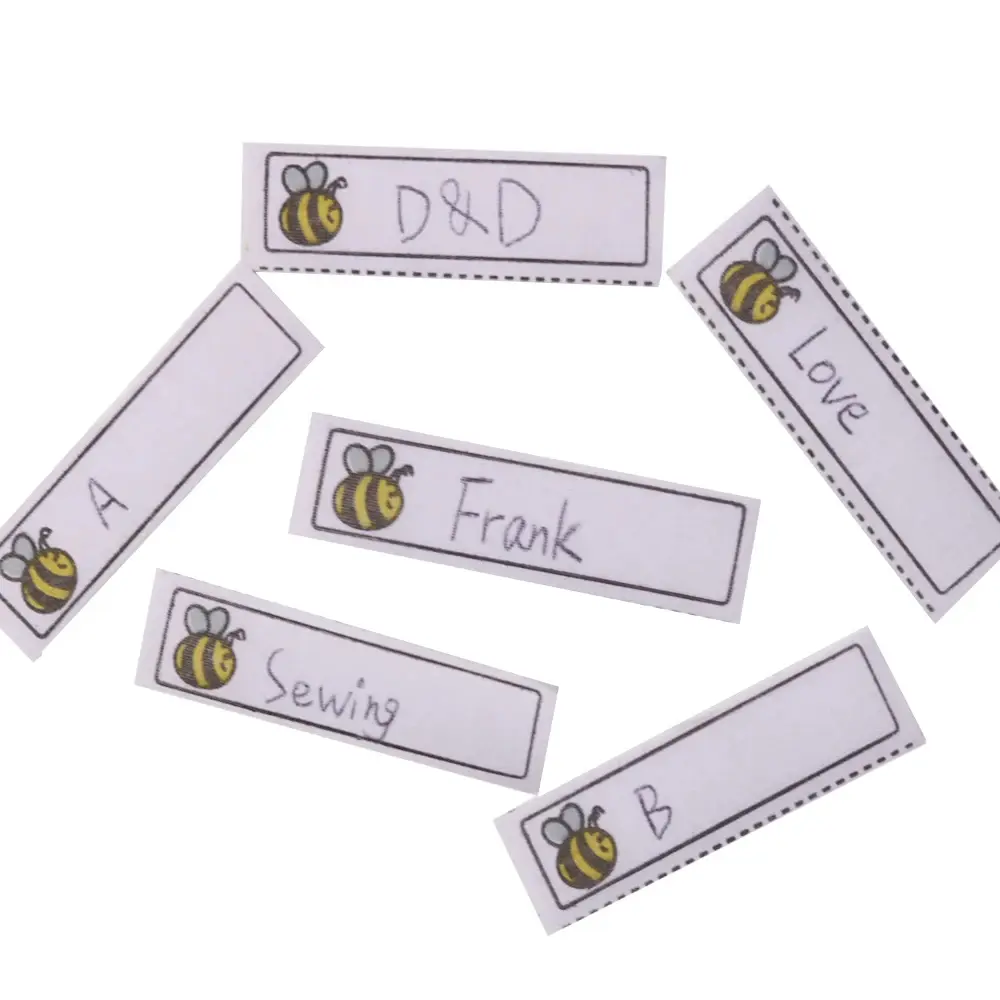 100pcs/pack Iron-on Bee Pattern Washable Name Labels Garment Fabric Tags Clothing Labels Marker Set for Clothes Accessories