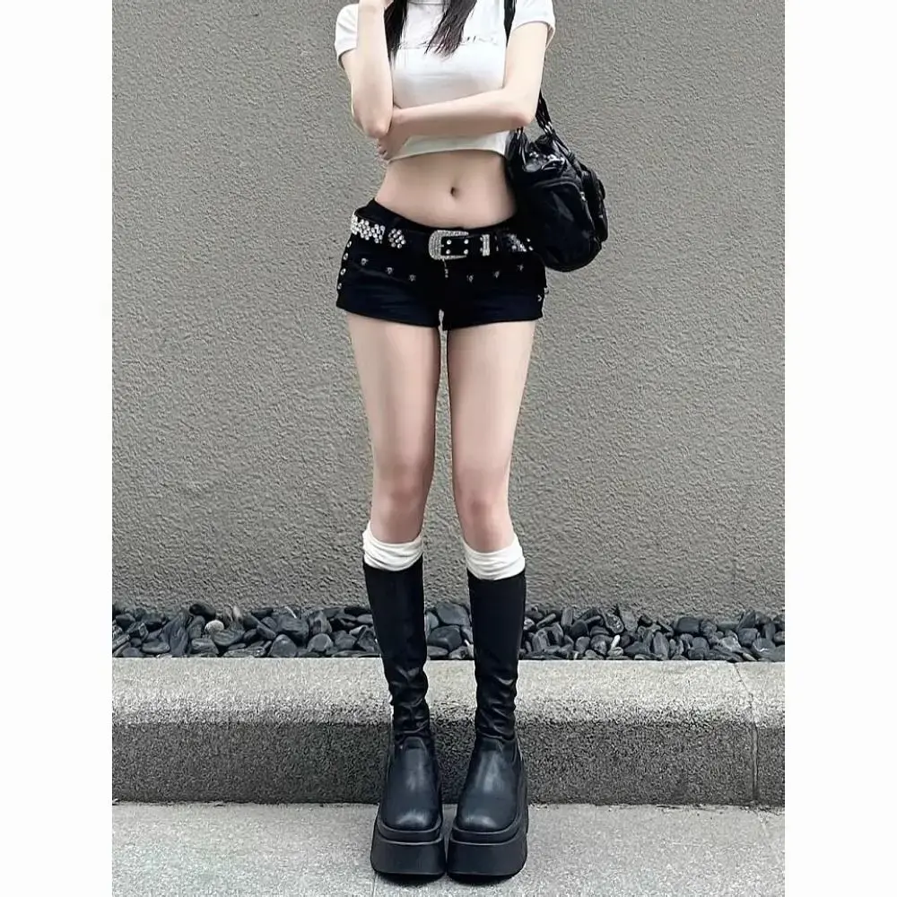2000S Black Sheath Slim Fit Y2K Denim Shorts Womens Hotsweet High Waist Fashion Casual Sexy Street Harajuku Style Jean Shorts