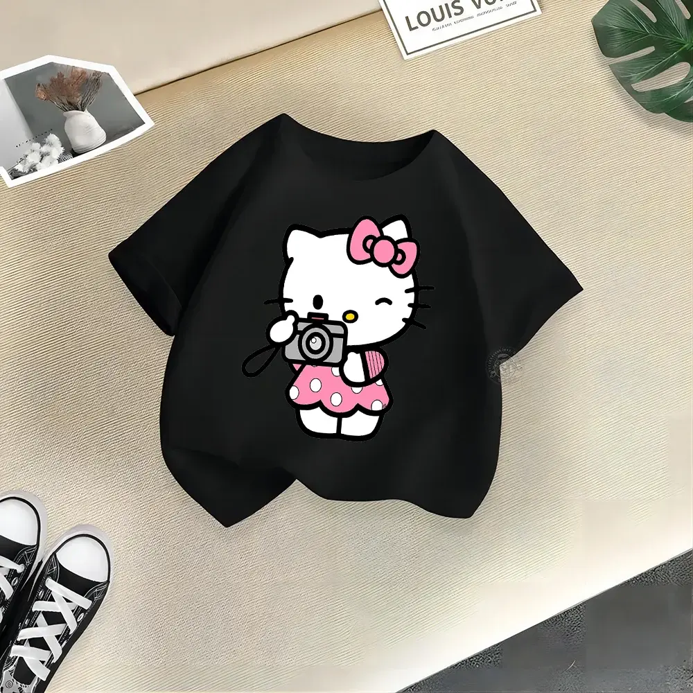 Sanrio Kids Summer clothes Hello Kitty Creative Printed Doll Cotton T-shirt Boys Girls Comfortable Casual Top Cotton T-shirt top