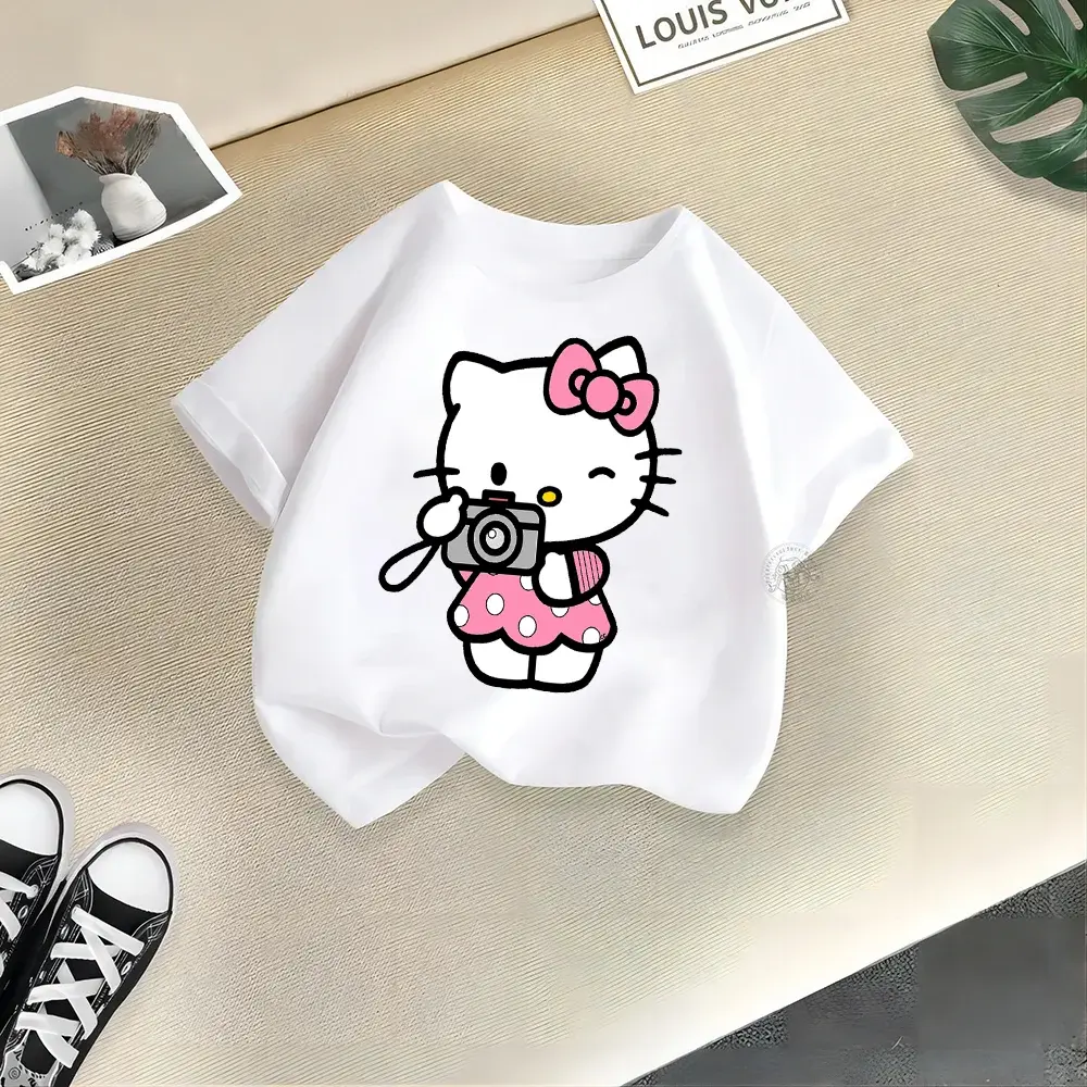 Sanrio Kids Summer clothes Hello Kitty Creative Printed Doll Cotton T-shirt Boys Girls Comfortable Casual Top Cotton T-shirt top