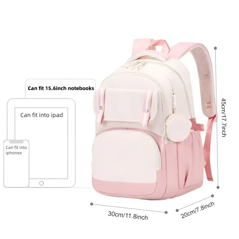 Lilo Stitch Pink Backpack Student Boy Girl Schoolbag Kid Cartoon Bookbag Daypack Travel Knapsack With Coin Purse Fashion Bag