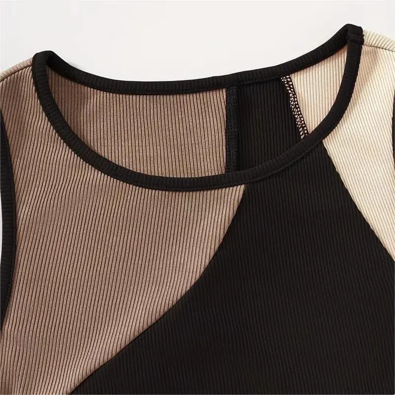 Women Summer 2024 Sexy Sleeveless Crop Tops Punk Causal Patchwork TankTop 2000s Fashion Girl Corset Y2k Street Aesthetic Clothes