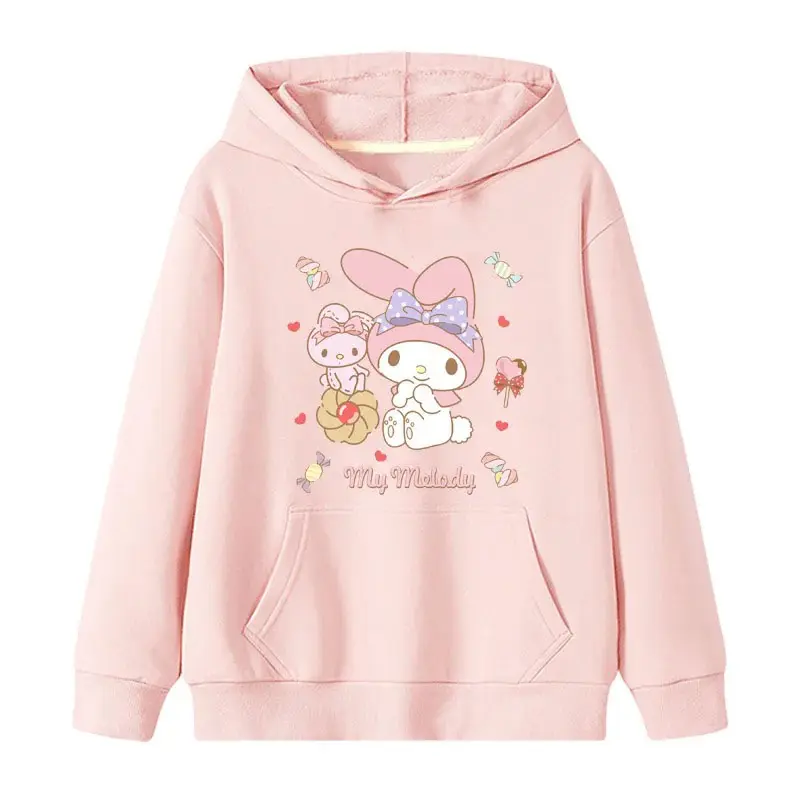 New Pattern Women's Kuromi and Melody hoodies Cartoon Peripheral Pullover Boys and Girls Hoodies in The Spring and Autumn Cute
