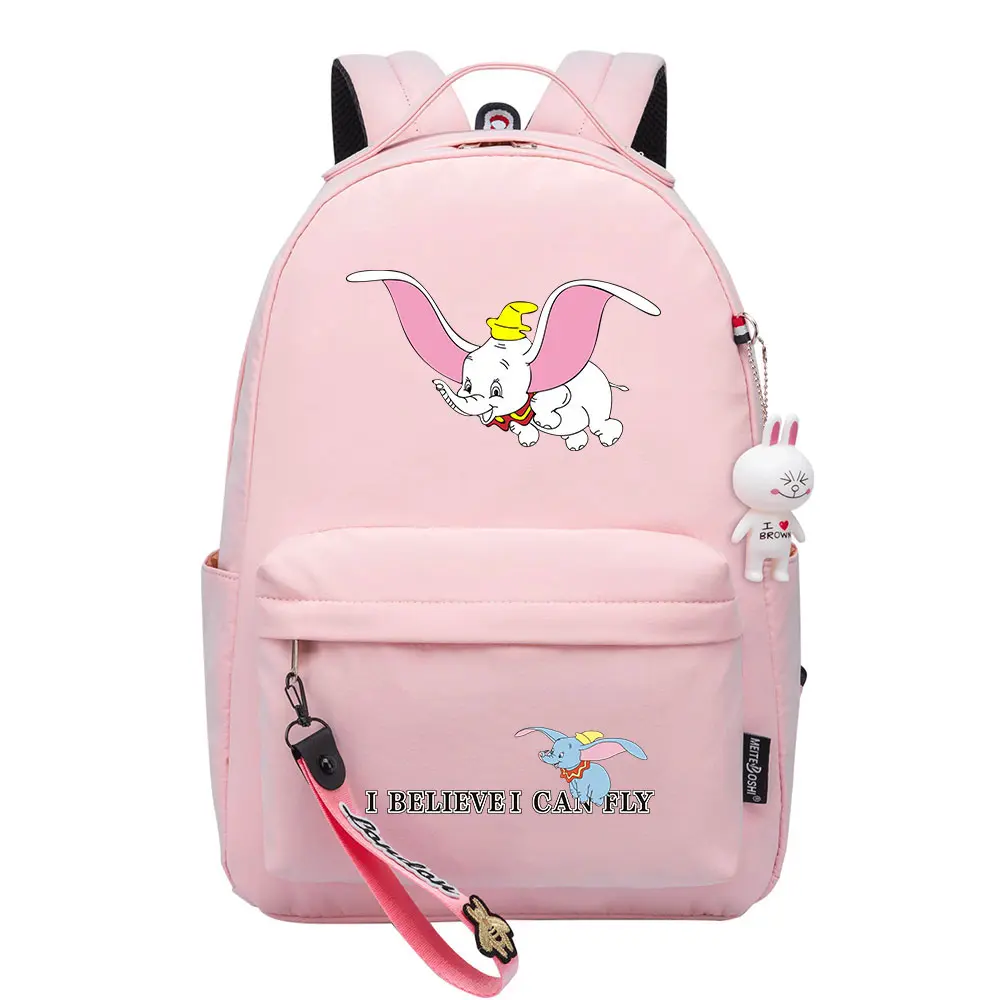  Dumbo Kawaii Boys Girls Kids School Book Bags Women Bagpack Teenagers Canvas Laptop Travel Backpack