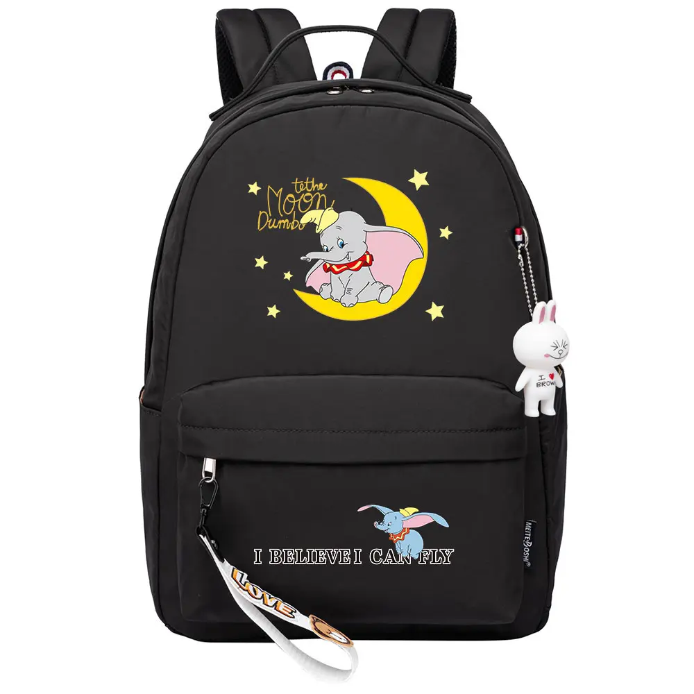  Dumbo Kawaii Boys Girls Kids School Book Bags Women Bagpack Teenagers Canvas Laptop Travel Backpack