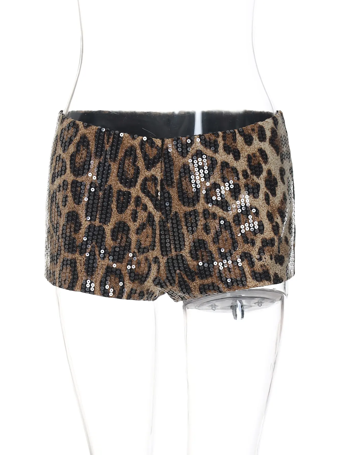 Hawthaw Women 2024 Sexy Party Club High Waisted Leopard Printed Sequin Shorts Pants Bottoms Wholesale Items For Business