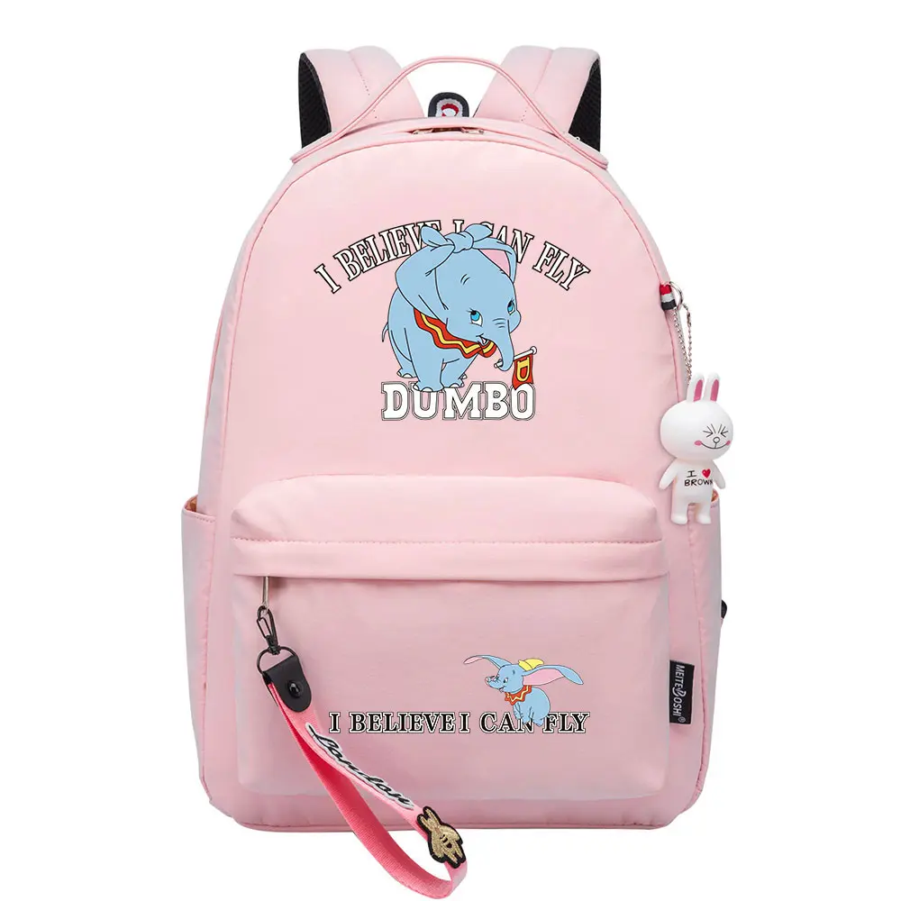  Dumbo Kawaii Boys Girls Kids School Book Bags Women Bagpack Teenagers Canvas Laptop Travel Backpack