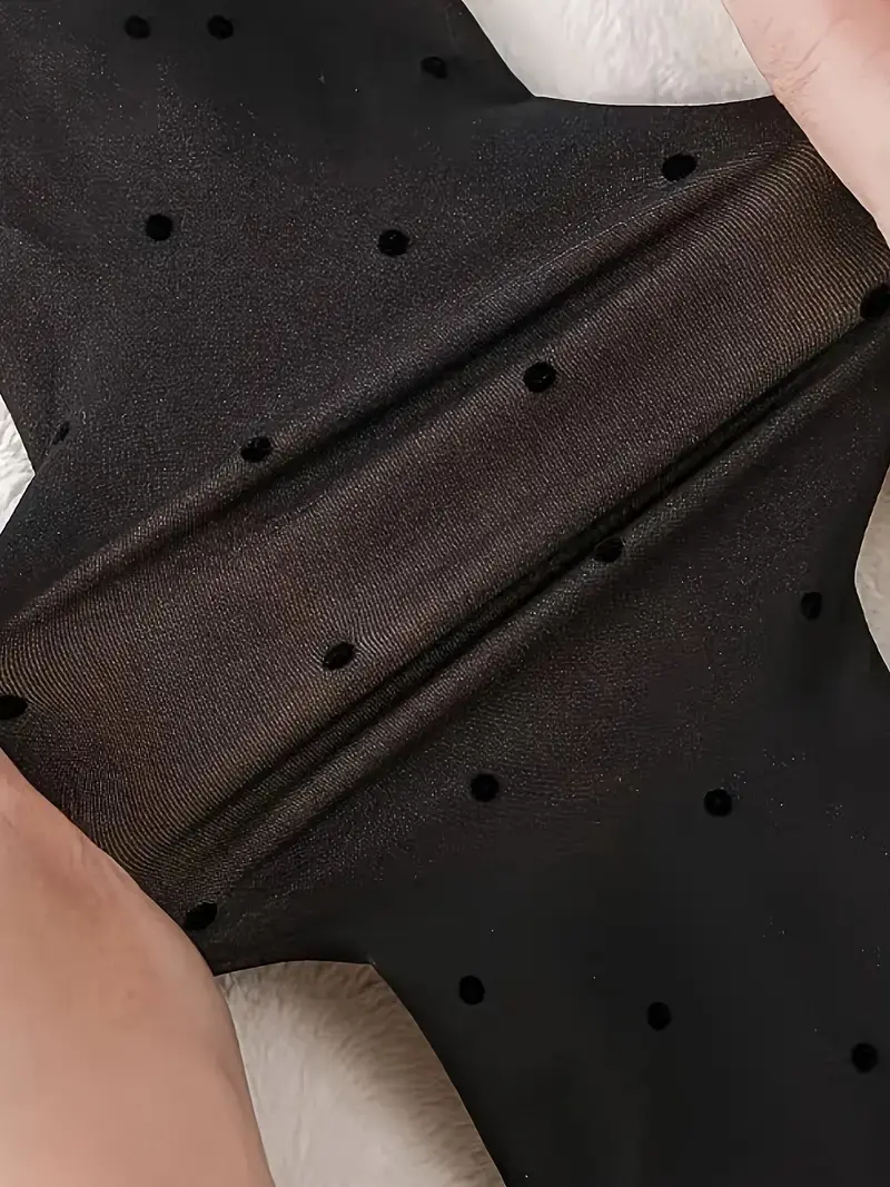 1 pair of elegant and transparent polka dot printed warm tights for women, soft and comfortable stretchy leggings for autumn, hi
