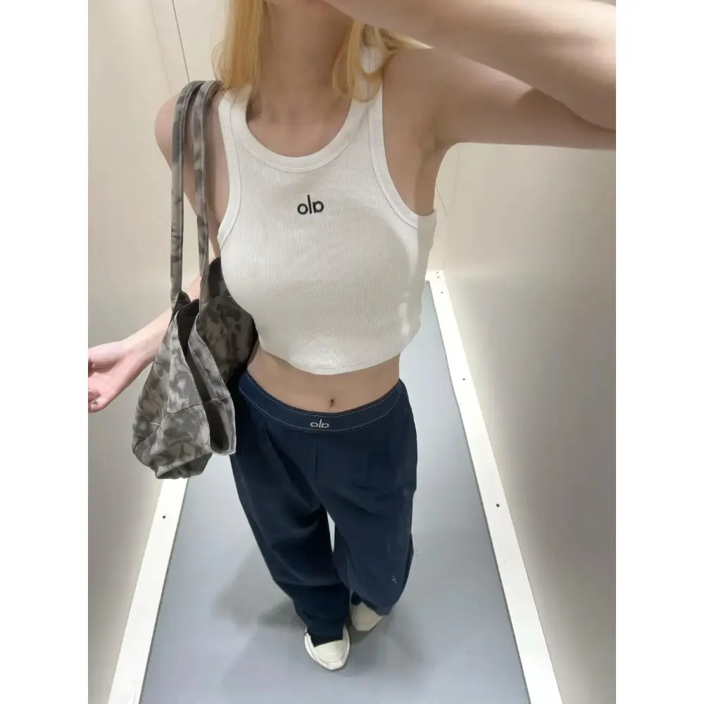 High-Waisted Short Sports Simple Letter Printed Summer Hot Girl Sleeveless I-Shaped Cotton Breathable Outer Sling
