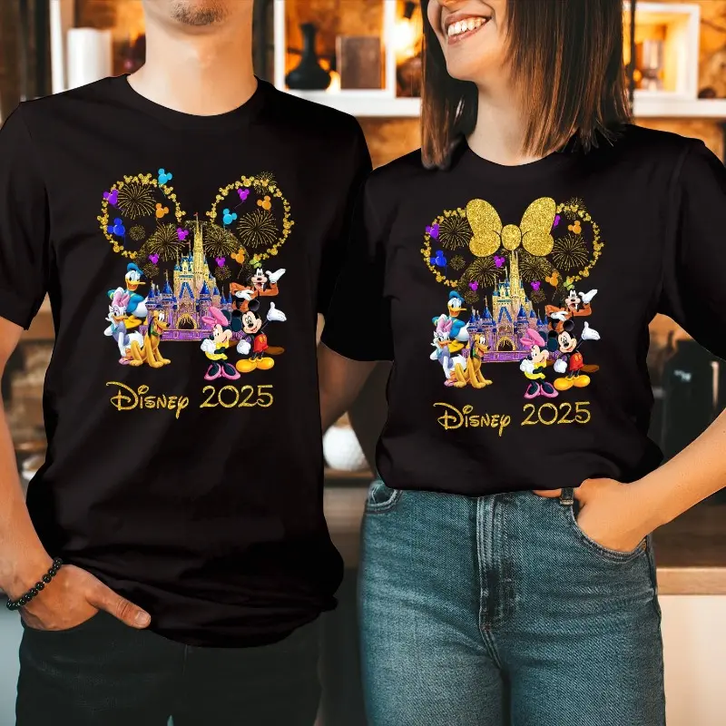 Disney Squad2025 CottonT-Shirt Disney World MickeyMinnie Tee Matching Family Shirt Holiday Trip Disney World Crew Unisex T-Shirt