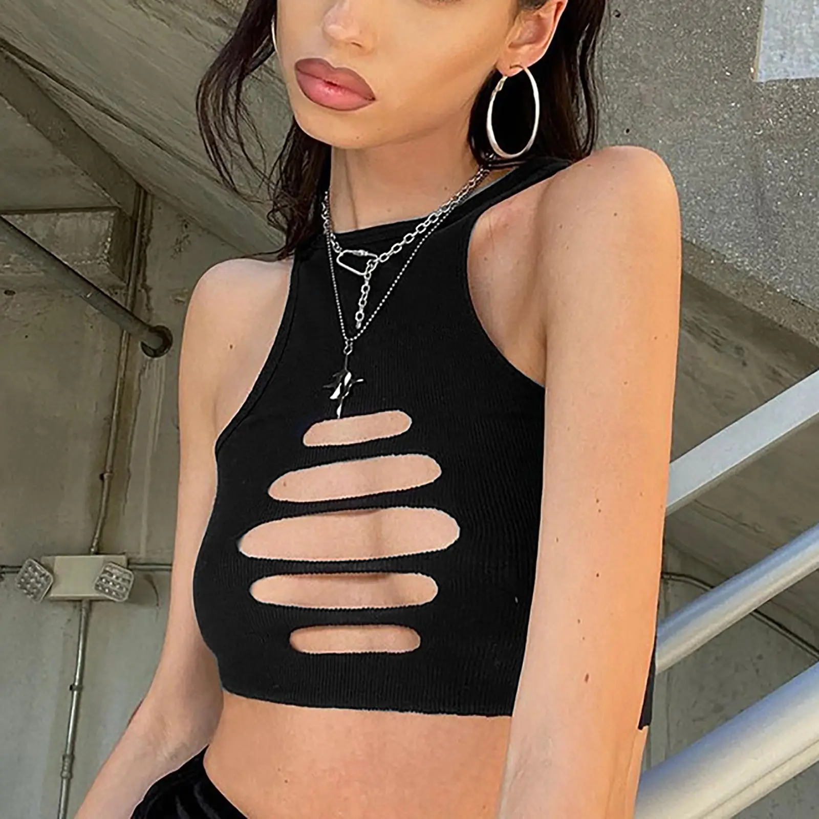Plus Size Lace Top Women'S Sexy Halter Hollow Out Yoga Slim Fit Sports Tank Top Cropped Tee Shirts For Teen Girls Top Mujer