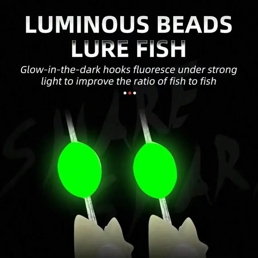 5pcs Sabiki Rigs Saltwater Fishing Lures Bait Rigs String Hook Mackerel Glow in The Dark Flash Sabiki Rigs