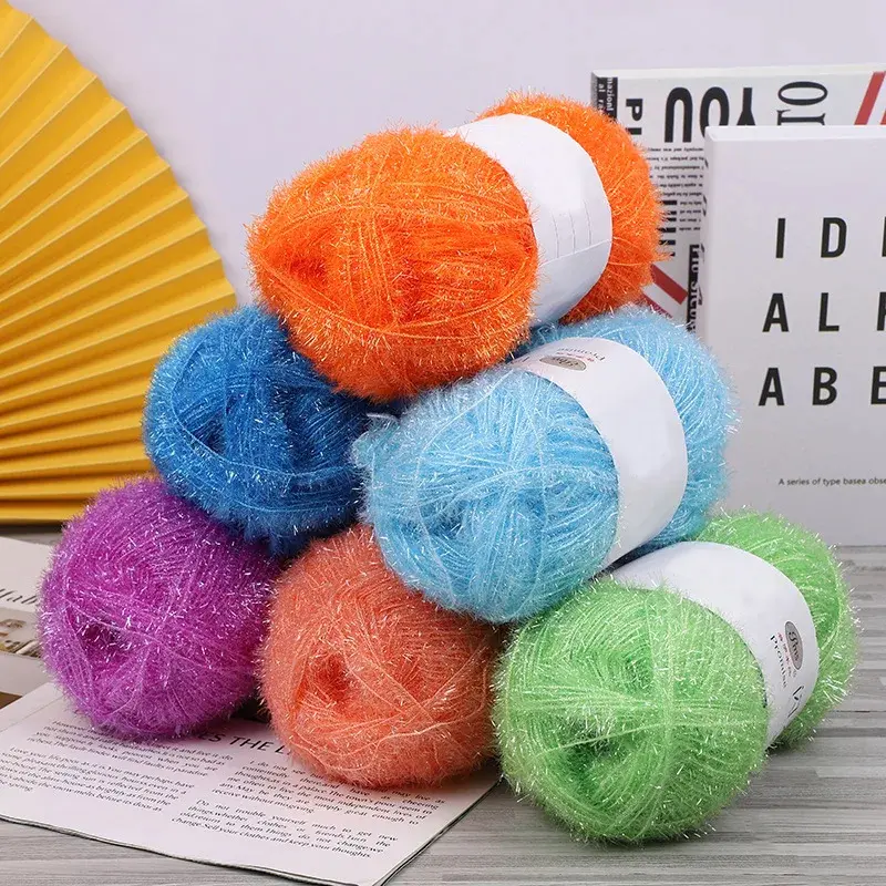 Glass Fiber Sparkling Light DIY Handicraft Weaving Material DIY Yarn Ball Silk Thread Dishwashing Towel Shiny Silk Thread