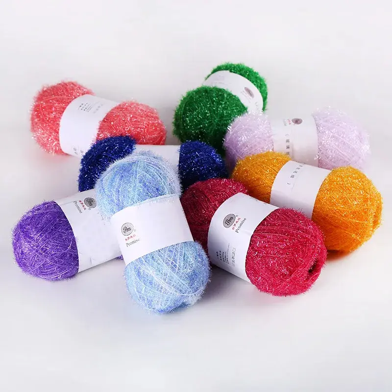 Glass Fiber Sparkling Light DIY Handicraft Weaving Material DIY Yarn Ball Silk Thread Dishwashing Towel Shiny Silk Thread