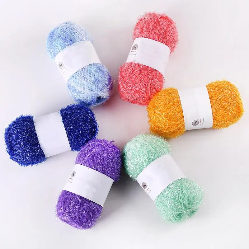 Glass Fiber Sparkling Light DIY Handicraft Weaving Material DIY Yarn Ball Silk Thread Dishwashing Towel Shiny Silk Thread