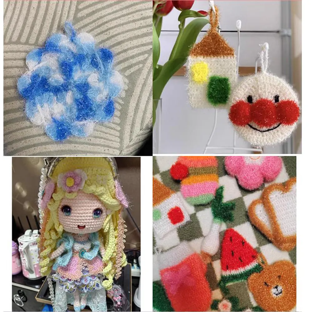 Glass Fiber Sparkling Light DIY Handicraft Weaving Material DIY Yarn Ball Silk Thread Dishwashing Towel Shiny Silk Thread