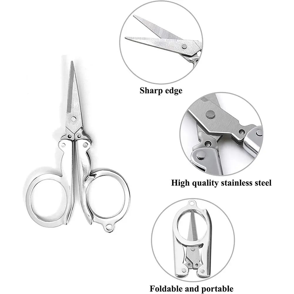 1PCS Folding Scissors Travel Portable Stainless Steel Scissors Fishing Scissors Keychain Scissors Mini Tailor Craft Scissors