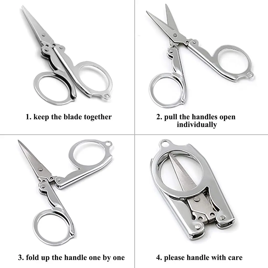 1PCS Folding Scissors Travel Portable Stainless Steel Scissors Fishing Scissors Keychain Scissors Mini Tailor Craft Scissors