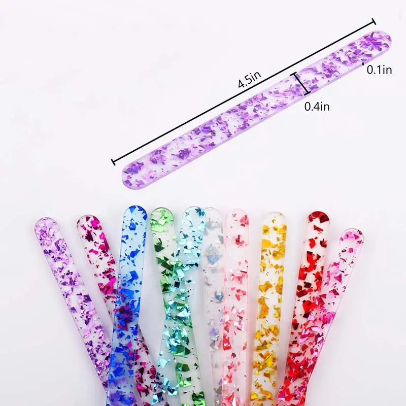 20Pcs Acrylic Ice Cream Sequined Stick Summer New Homemade Popsicle Accessories Reusable Color Mold DIY Kitchen Model Stick