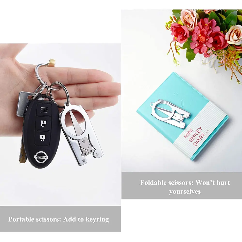 1PCS Folding Scissors Travel Portable Stainless Steel Scissors Fishing Scissors Keychain Scissors Mini Tailor Craft Scissors