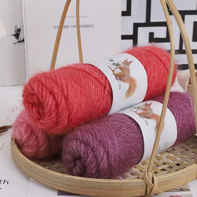 75g Squirrel Fluff Thread Mohair Medium Thick And Shiny Silk Thread Handmade DIY Woven Scarf Crochet Hat Jacket