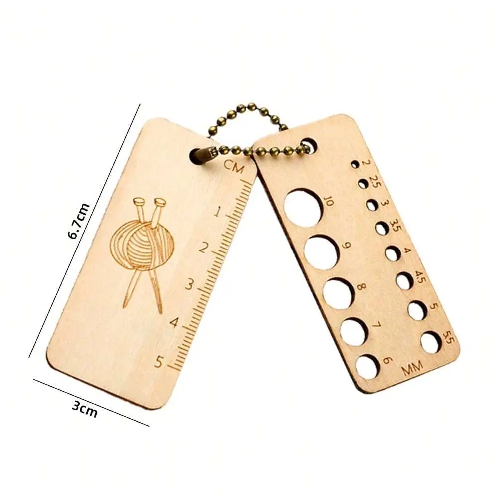1pc Wooden Locking Stitch Markers Knitting Ruler Gauge Knitting Crochet Stitch Marker Wooden Stitch Needle Clip Hook