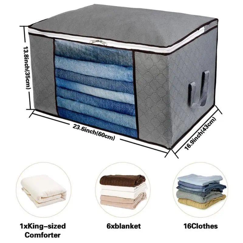 Foldable Storage Bag Clothes Organizer Waterproof Oxford Clear Window Clothing Wardrobe Organizer Home Non Woven Storage Box