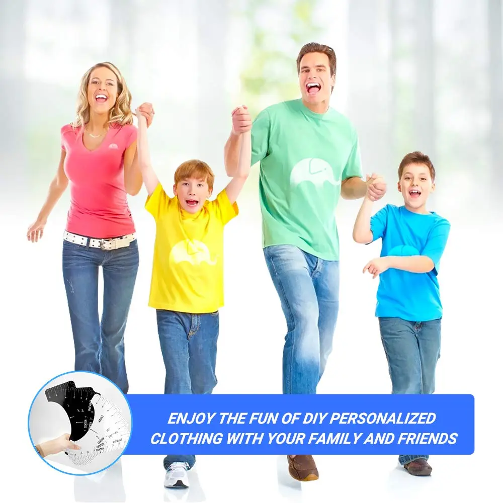 4pcs T-Shirt Ruler Guide Shirt Alignment Tool T-Shirt Alignment Ruler with Clothing Size Chart for Adult Youth Toddler Infant