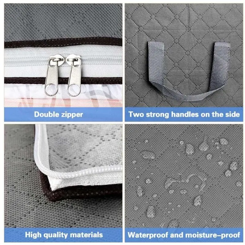 Foldable Storage Bag Clothes Organizer Waterproof Oxford Clear Window Clothing Wardrobe Organizer Home Non Woven Storage Box