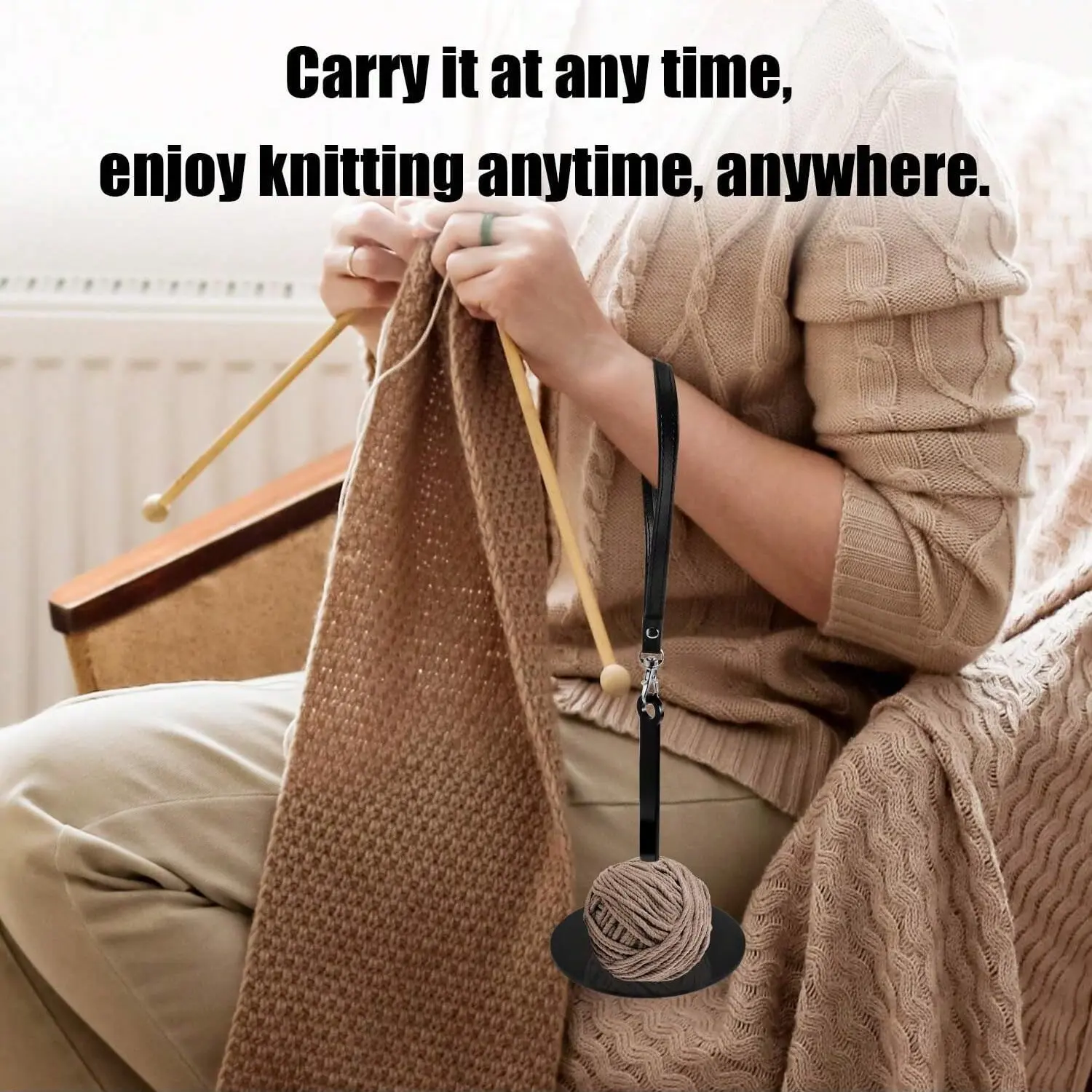 With Leather Wrist Strap Wrist Yarn Holder Acrylic Prevent Yarn Tangling Yarn Minder Durable Portable Yarn Ball Holder