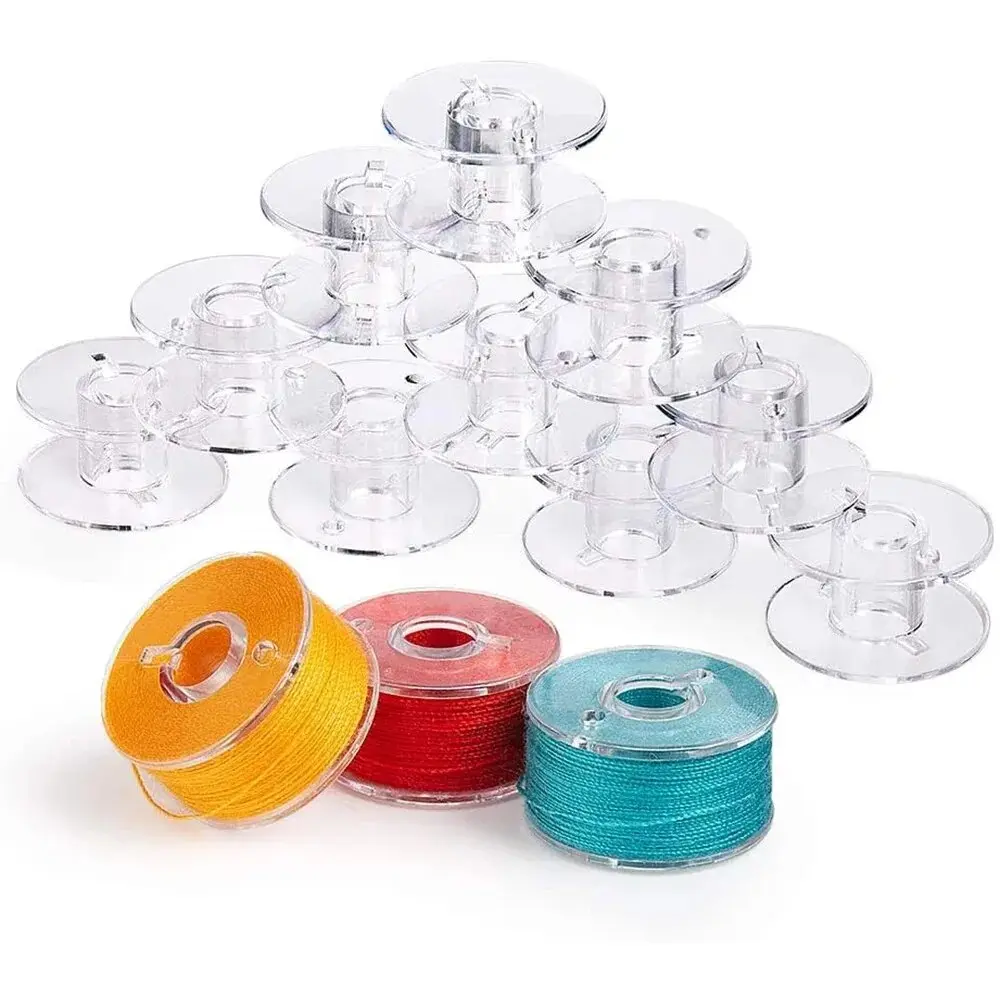25Pcs Clear Sewing Machine Bobbins Spools Empty Bobbins Spools Plastic Storage Box For Home Sewing Accessories Tools AA7650