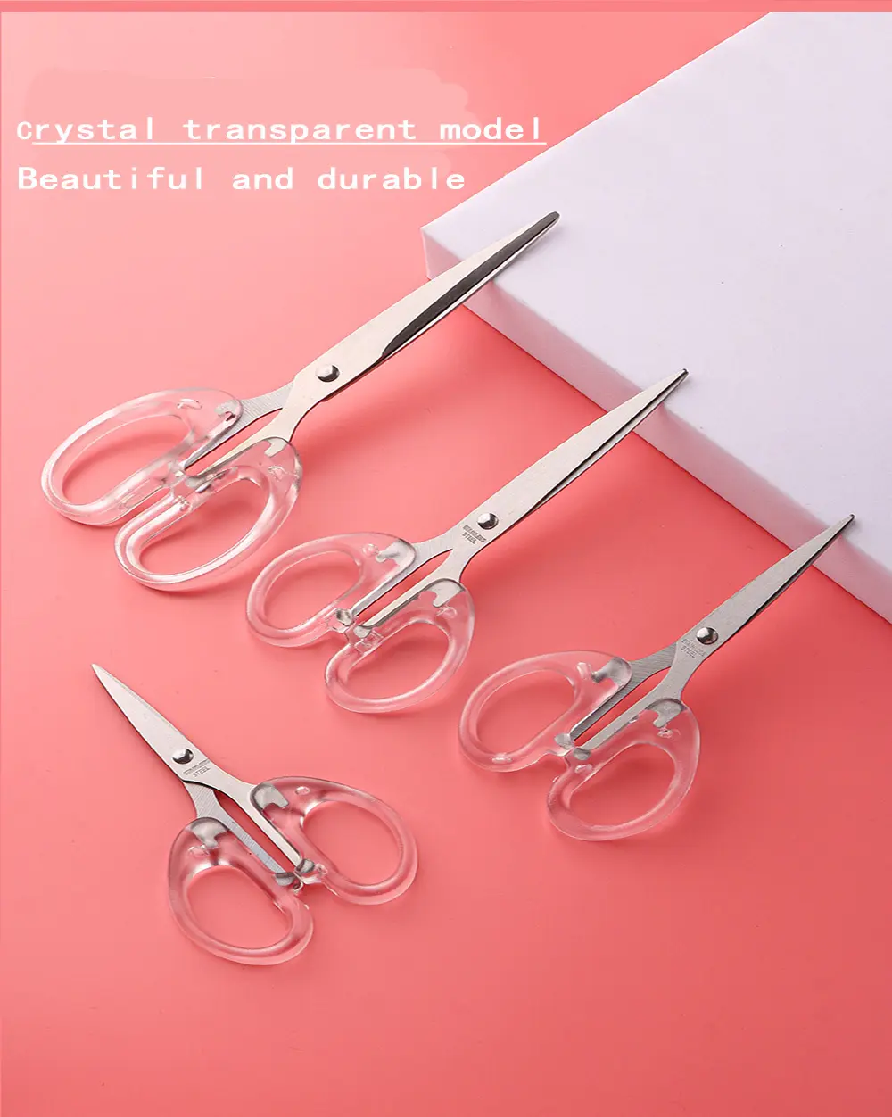 Professional Tailor Crystal Transparent Scissors Stainless Steel Sewing Scissors Embroidery Scissors Tools Office Scissors