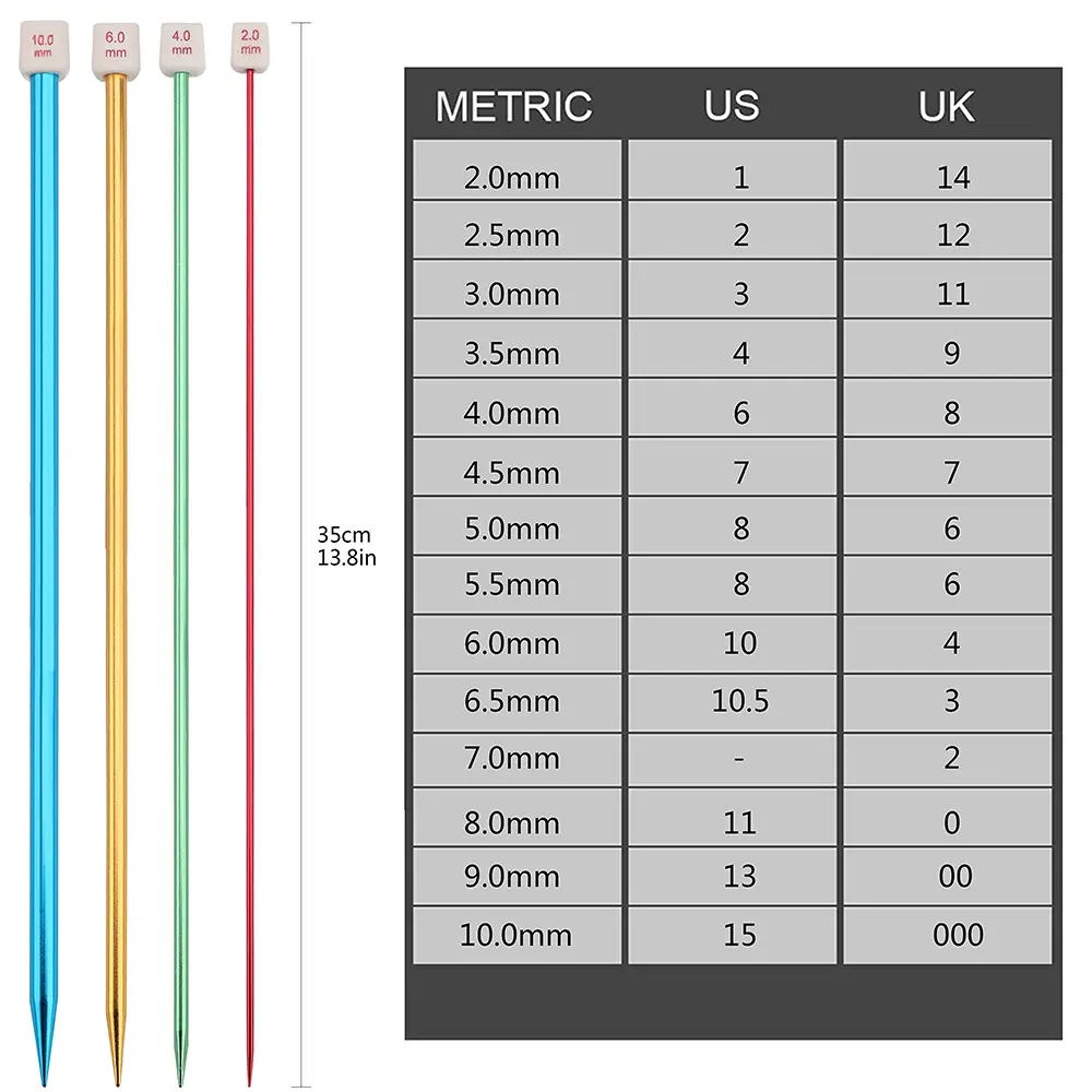 2 Pcs Color Straight Single Needle Knitting Needle 13.8 Lnches Long Handmade Knitted Sweater Gift Knitting Needle 2.0mm-10.0mm