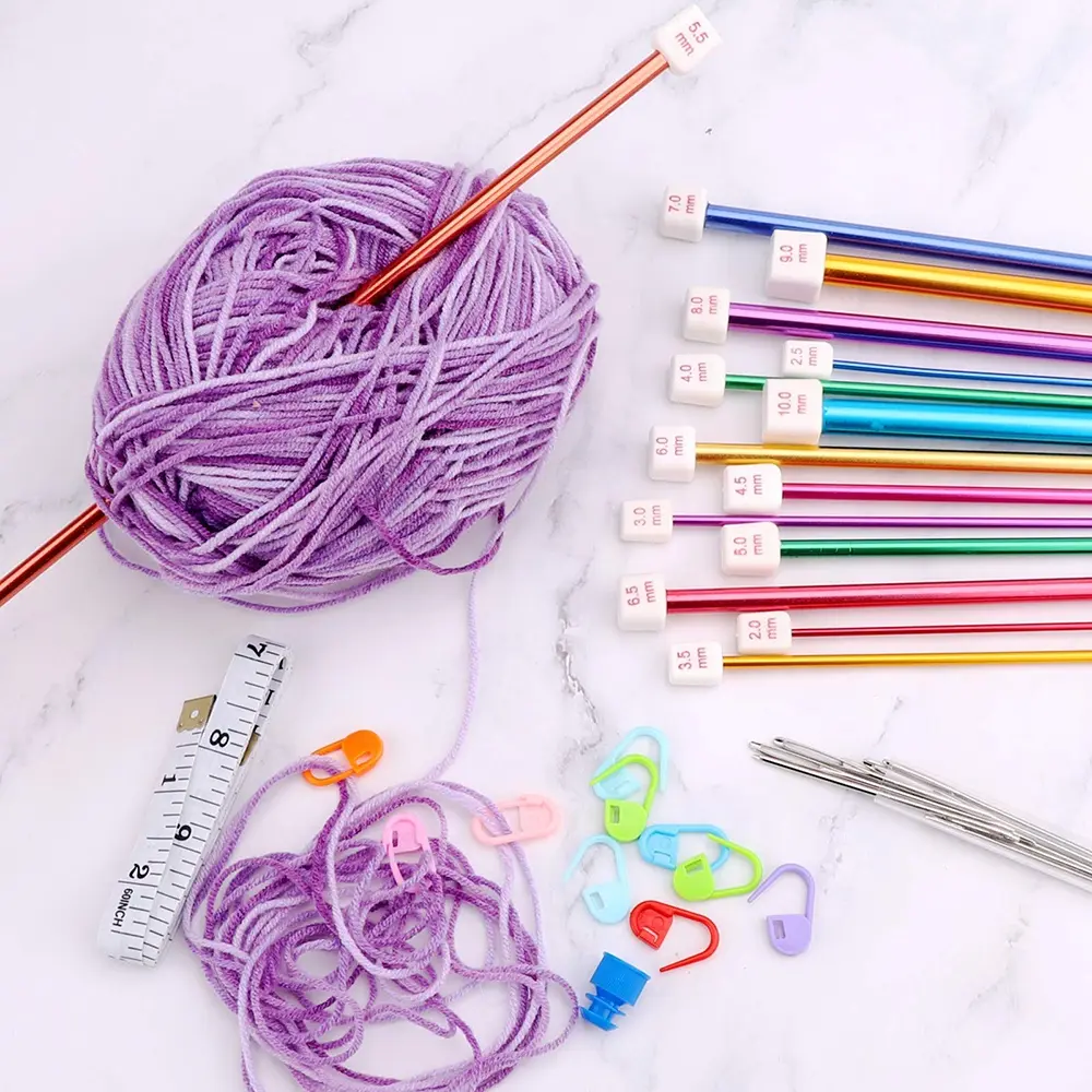 2 Pcs Color Straight Single Needle Knitting Needle 13.8 Lnches Long Handmade Knitted Sweater Gift Knitting Needle 2.0mm-10.0mm