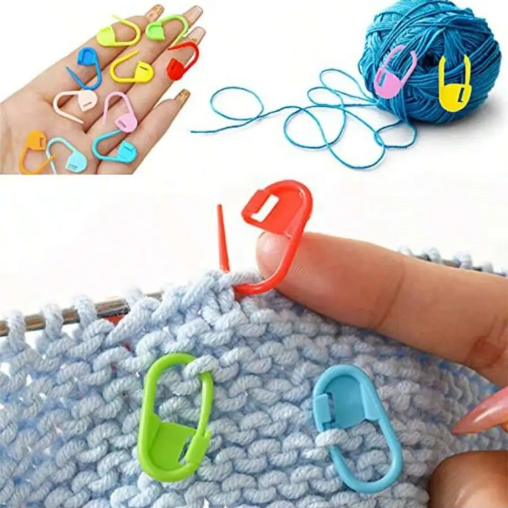 61Pcs Multicolor Plastic Resin Small Clips Knitting Crochet Markers Locking Stitch Needle Clip Marking Rings DIY Sewing Tool