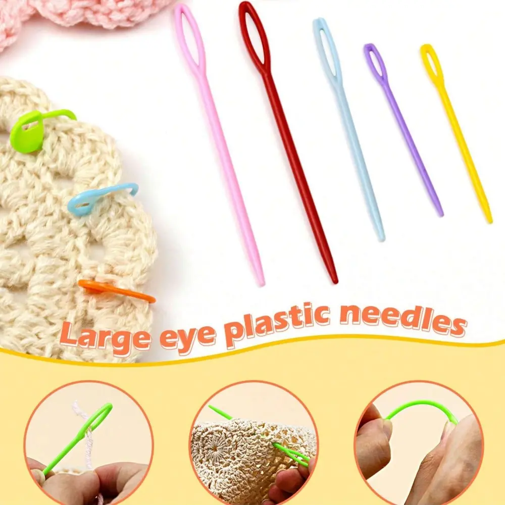 61Pcs Multicolor Plastic Resin Small Clips Knitting Crochet Markers Locking Stitch Needle Clip Marking Rings DIY Sewing Tool