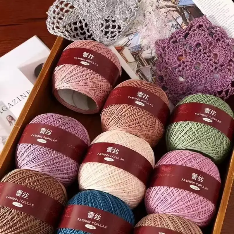 50g/Ball Size 6 Lace Thread DIY Crochet for Hand Knitting Thin Thread Stitch Embroidery Needlework Sewing Supplies ﻿
