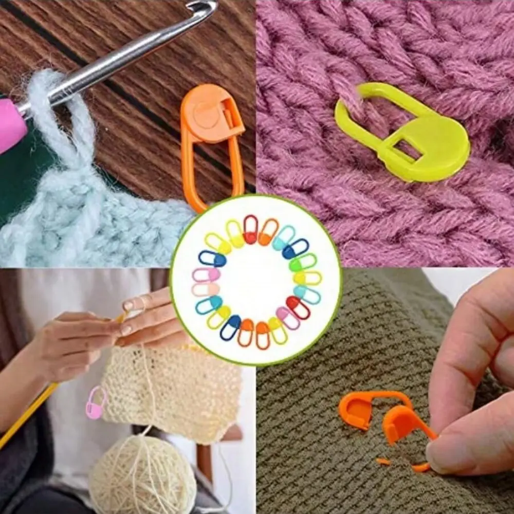 61Pcs Multicolor Plastic Resin Small Clips Knitting Crochet Markers Locking Stitch Needle Clip Marking Rings DIY Sewing Tool