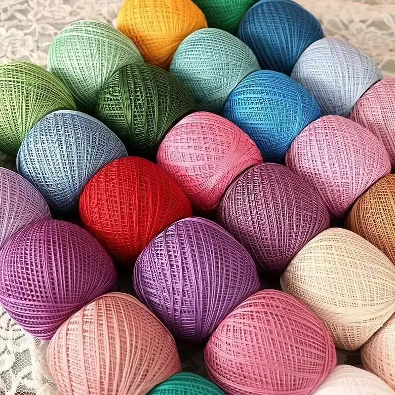 50g/Ball Size 6 Lace Thread DIY Crochet for Hand Knitting Thin Thread Stitch Embroidery Needlework Sewing Supplies ﻿