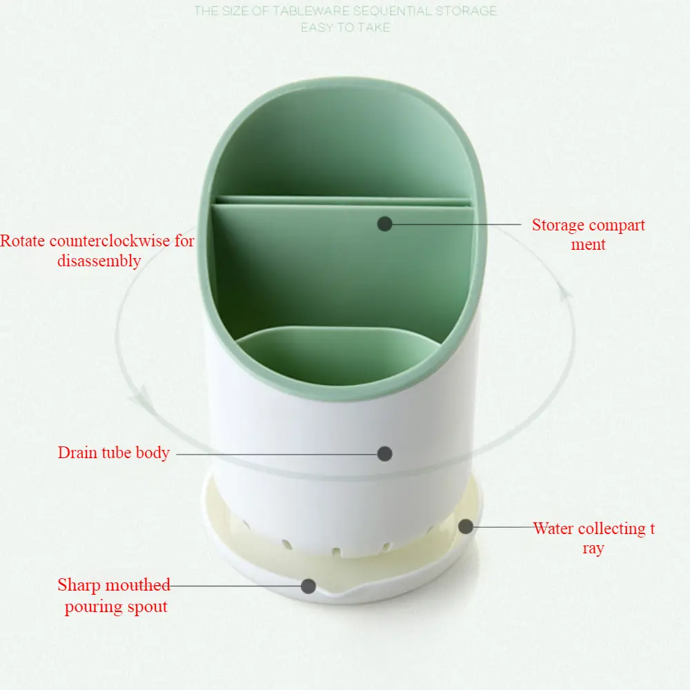 Space Saving Tableware Storage Rack New Drainage Hole with Tray Chopstick Holder Detachable Large Capacity Household Drain Rack