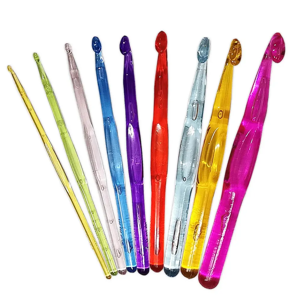 9Pcs Crochet Hook Set Colourful Crochet Hooks 3-12 mm Hook Head for Beginners Ergonomic Plastic Knitting Needles Set
