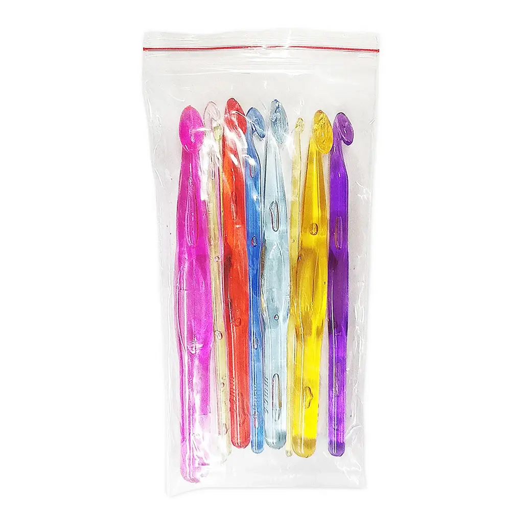9Pcs Crochet Hook Set Colourful Crochet Hooks 3-12 mm Hook Head for Beginners Ergonomic Plastic Knitting Needles Set