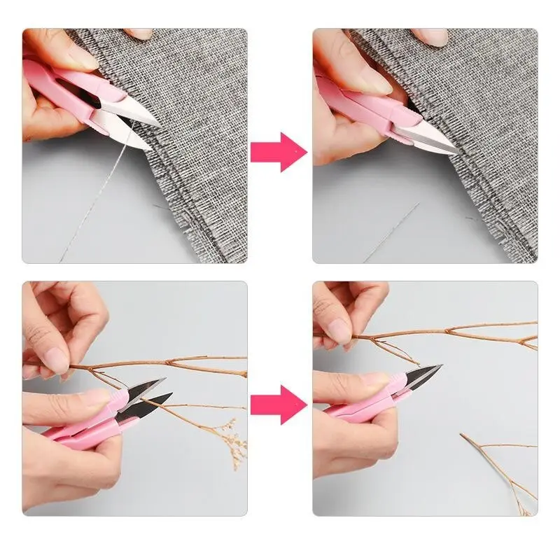 Colored Stainless Steel Scissors With Cover Safety Spring Cross Stitch Plastic Yarn Scissors For Office And Household Use