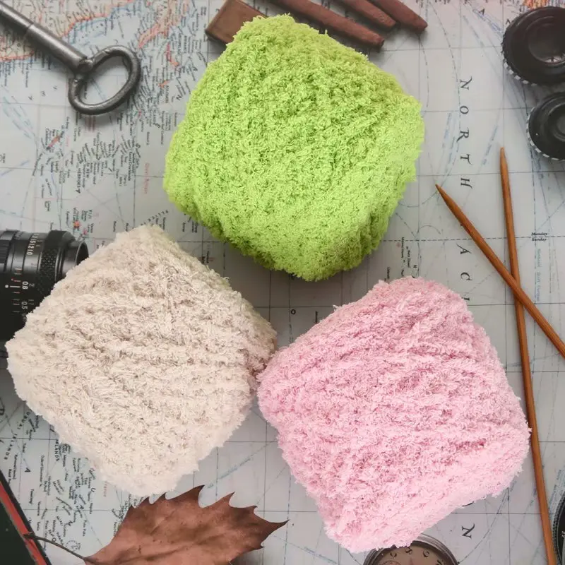 Coral Velvet Towel Yarn Coarse Yarn Children's Baby Hat Scarf Cartoon Jacket DIY Woven Doll Yarn Material Bag