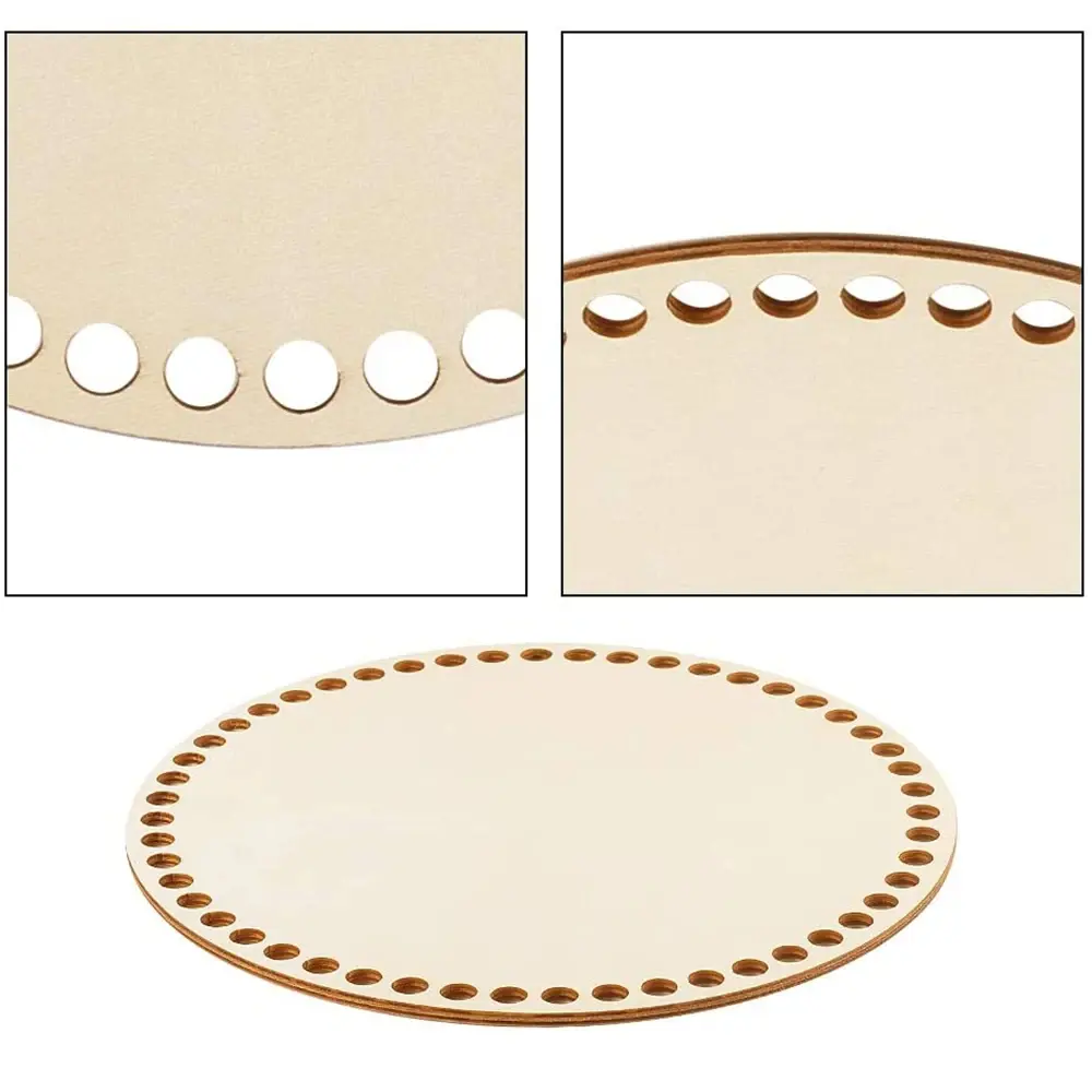 2Pcs Wooden Creative Circular Hollow Pattern Bag Base DIY Wooden Weaving Products And Home Decoration
