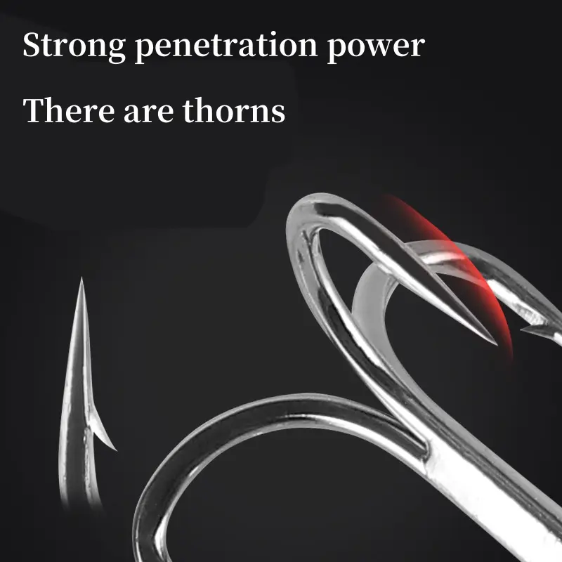 50Pcs/box Treble Fishing Hook Fishing Hook High Carbon Steel Treble Overturned Hooks Fishing Tackle Round Bend Treble