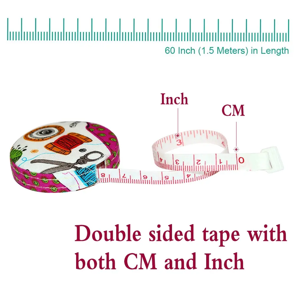 Color Fabric Bag Fabric Tape Measure Sewing Measurement Ruler Automatic Small Tape Measure Inch Centimeter Ruler