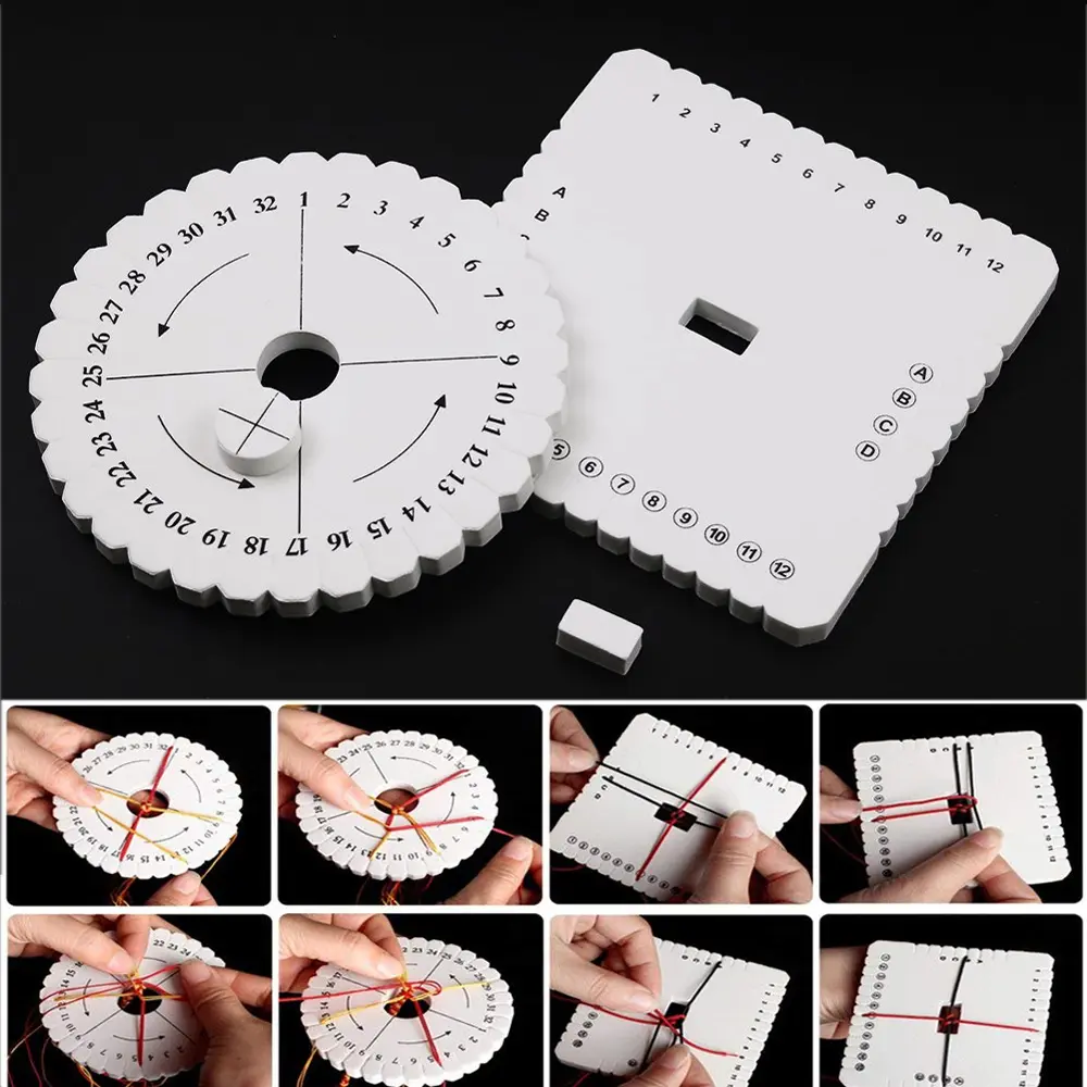 4Pcs Foam Woven Disc Square And Round Beaded Rope Reel Weaving Suit Bracelet Creative Handicraft Design Tool DIY Weaving Parts